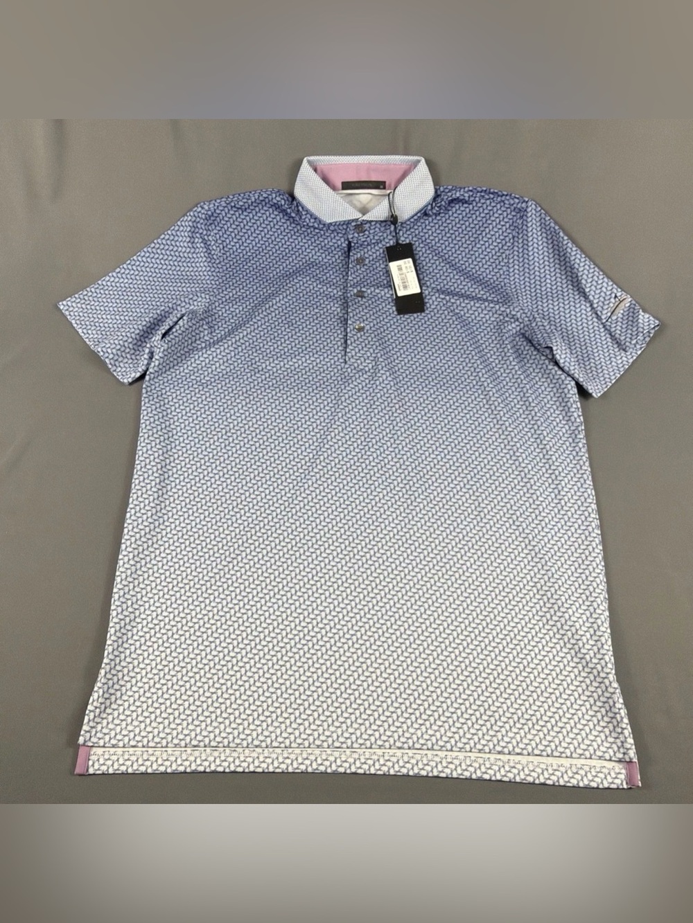 Greyson Golf Shirt Polo Sleeve Logo Dances With Wolves Ombre Print Medium Cloud